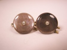 SINGLES 2 7/16" Gray Round Mother of Pearl Vintage Formal Tux Shirt Stud c282