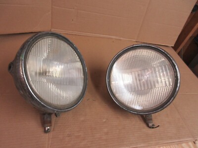Pair Antique Buick Tilt Ray Headlights Spotlights