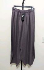 Bryn Walker Gray Luna Linen Pull On Ankle Pants Elastic Waist Lagenlook Size L