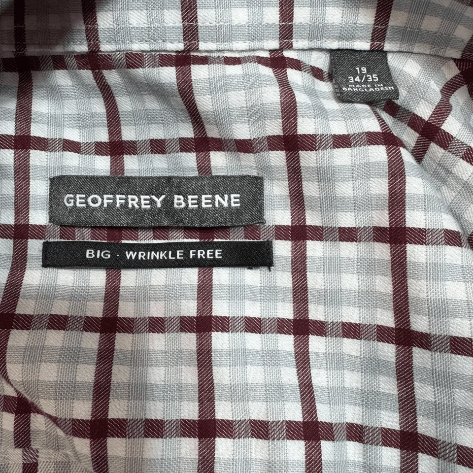 Camisa grande y alta para hombre Geoffrey Beene talla 19-34/35 sin arrugas # E839 Foto 3 de 4