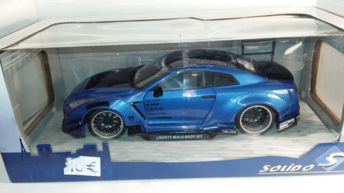 1:18 Solido Nissan GTR R35 Liberty Walk Body Kit niebiesko-metaliczny/carbon - Zdjęcie 1 z 3