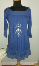 Ultra Pink Women Blue Embroidered floral Casual Dress Ruffle Hem SMALL India