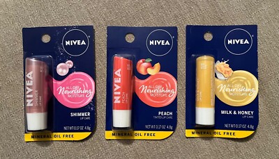 Nivea Nourishing Lip Balm - You Choose ~ Shimmer, Peach, or Milk & Honey New