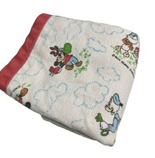 Vtg Disney Baby Blanket Satin Trim Minnie Mickey Mouse Disney Productions