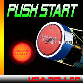 Engine Starter Switch PUSH START BUTTON Ignition LED light start switch RED - Picture 1 of 2