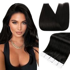 Full Shine Tape in Hair Extensions Human Hair 24 Inch Tape #1B 20 Pieces
