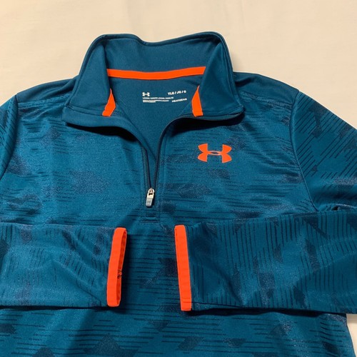 Under Armour YTH L Boys Heat Gear Loose Fit Zip Neck Long Sleeve Pullover Shirt - Picture 4 of 4