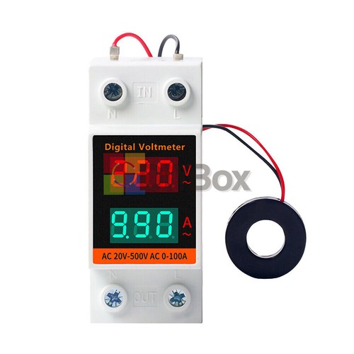 Din Rail LCD Digital Voltmeter Ammeter Electricity Meter AC 60V-500V 0.00-99.9A - Picture 10 of 18