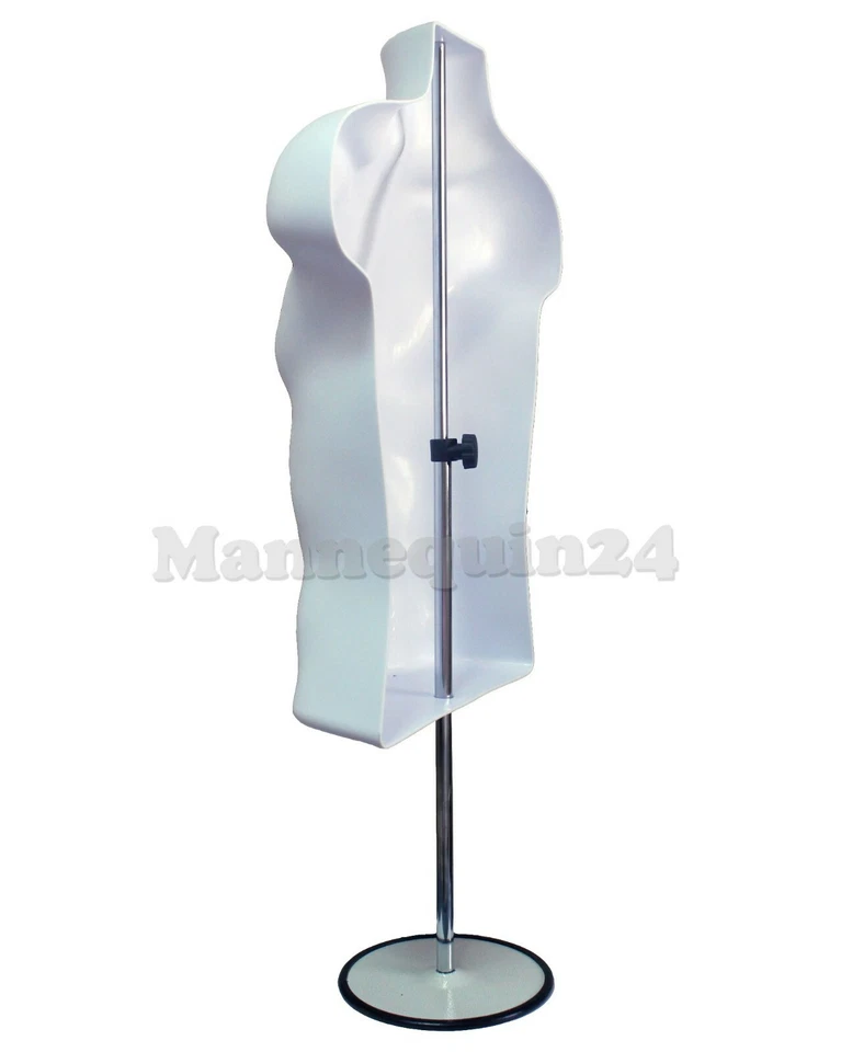 WHITE MANNEQUIN MALE & FEMALE DRESS FORMS with 2 METAL STANDS + 2 HANGERS - Image 2 of 4