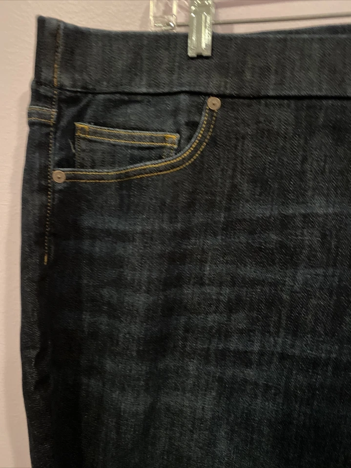 Pantalones de mezclilla ajustados Lands' End 26W para mujer talla grande lavado oscuro nuevos Foto 4 de 4