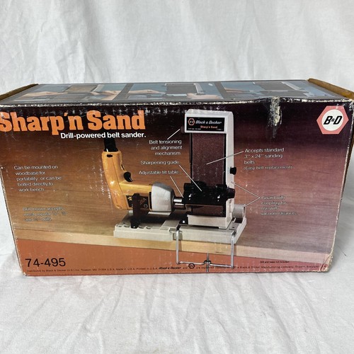 NOS Black & Decker Sharp n Sand Drill Powered Belt Sander Sharpener 74-495 NEW - Picture 2 of 8