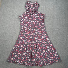 Free People Floral Halter Dress Women's Medium Sleeveless Swing Gray Pink Red