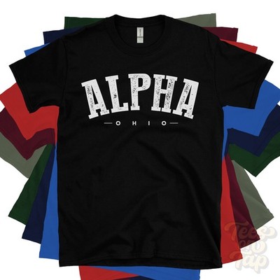 ALPHA OHIO T-SHIRT Beavercreek Greene USA Retro Uni-Stil Heimatstadt Geschenkidee