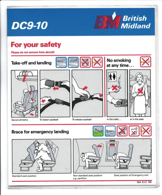 Safety card British Midland DC9-10 - Photo 1/1