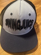 Swing Juice Hat Cap Snap Back Mens Gray Navy Mesh Trucker Golf Embroidered