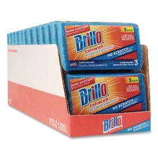 Brillo 21034 Estracell 4.5" x 2.75" No-Scratch Kitchen Sponges - Blue (8/CT) New