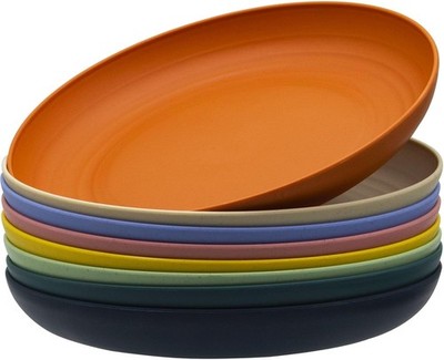 Deep Dinner Plates Set 10in Unbreakable Wheat Straw Plates 8pcs Lightweight