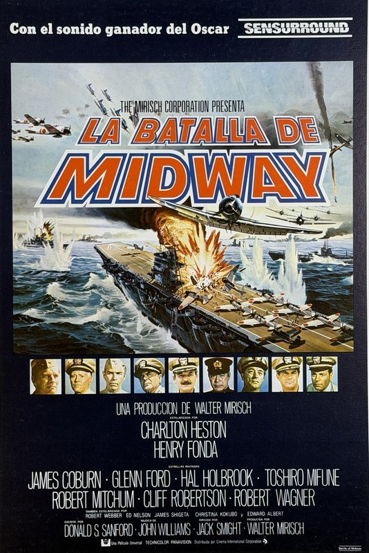 MIDWAY CHARLTON HESTON HENRY FONDA MEXICAN MOVIE POSTER  12"  X  17" (1976)
