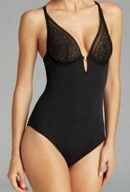La Perla Studio Narcissus 36B Bodysuit Teddy Blue Black Racerback