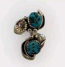 Navajo John Delvin Signed Vintage Sterling Silver Kingman Turquoise Wrap RIng, 8