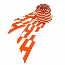 35  Hermes Scarf Ladies H Pattern Geometric Bag Fashion Item Silk Orange Used