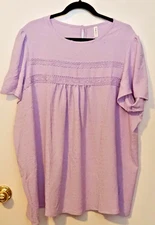 2X Falechay Purple Swiss Dot Short Sleeve Laced Top