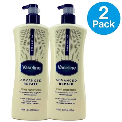 Vaseline Intensive Care Advanced Repair Body Lotion Fragrance Free 20.3 oz 2 Pac