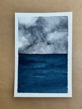 ACEO original artist trading cards watercolor storm rain ocean sky nature art