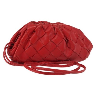 BOTTEGA VENETA INTRECCIATO Shoulder Bag Leather Red Auth 141432 | eBay