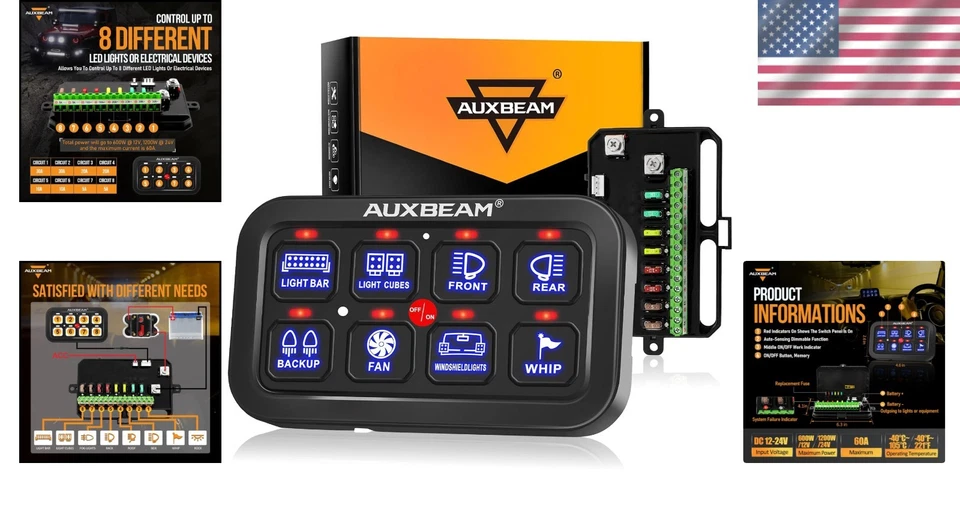 8 Gang Touch Control Panel - Blue, Auto Dimmable LED - Image 2 of 4