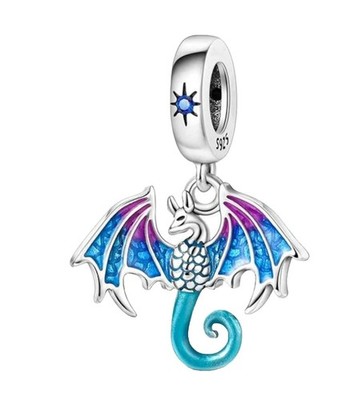 S925 Sterlingsilber mystischer fliegender Drache Anhänger Charm für Armbänder