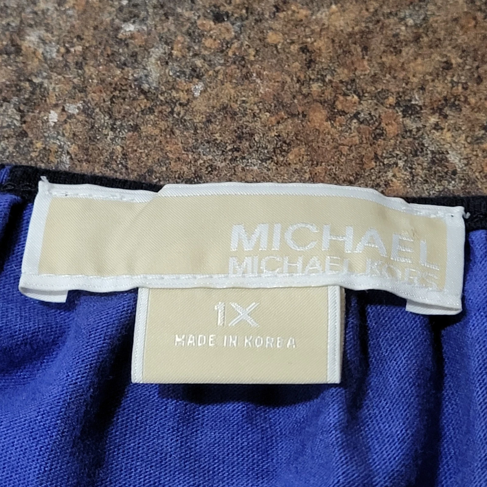 Abito Michael Kors taglie forti 1X blu e nero elastico in vita maniche cotone modal