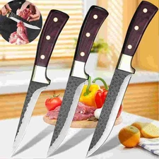 3Piece Butcher Knife Hand Forged Kitchen Chef Knife Meat Cleaver Chopping Knife