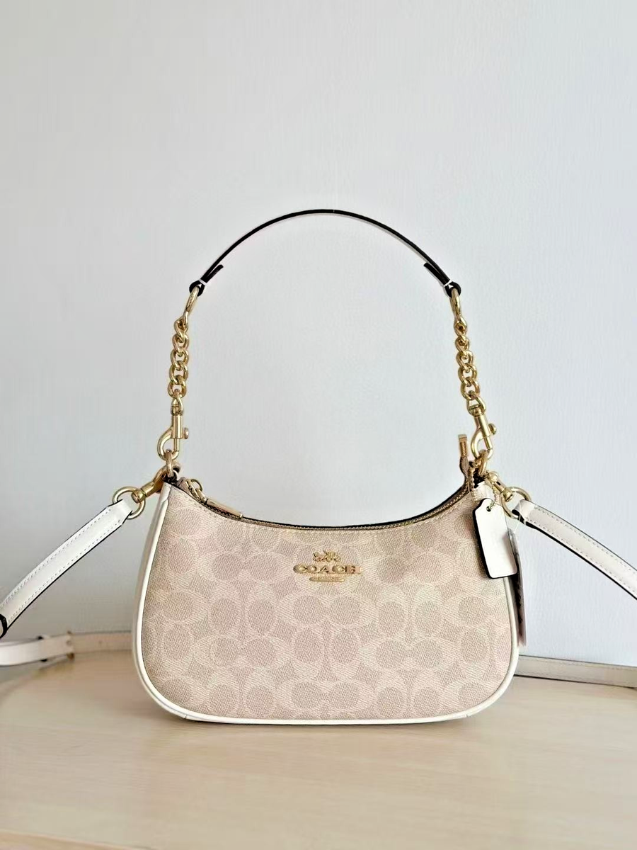 COACH バック Coach NWT Teri Shoulder Bag In Signature Canvas CV933 Gold/Sand