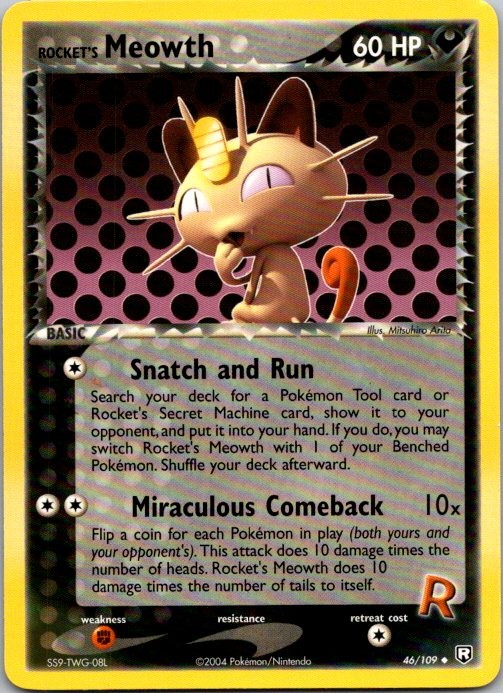 Rocket's Meowth 46/109 Uncommon Team Rocket Returns Pokemon Near Mint