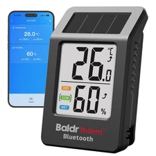 Solar Bluetooth Thermometer Humidity Monitor with Remote App Control, Offline St
