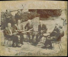 1968 Press Photo President Lyndon Johnson Holds Cabinet Meeting at Camp David