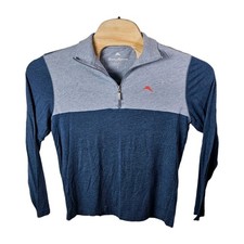 Tommy Bahama Quarter Zip Pullover Mens Medium M Blue Gray Cotton Modal Sweater