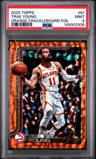 2025 Topps Chrome NBA Trae Young Orange Crackleboard 11/25 PSA 9 Jersey Match