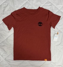 Boys Timberland Logo Short Sleeve T-Shirt Brown With Black Logo Size 5