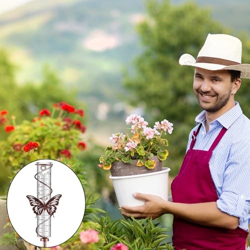 Rain Gauge Outdoor 7 Inch Rain Gauges with Metal Stake Rain Gauge for - Picture 5 of 6