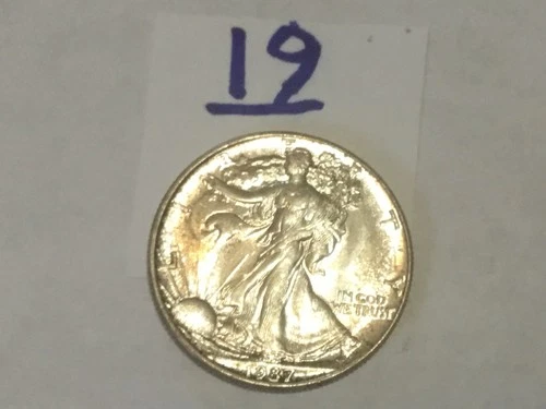 1937-P Gem BU (attractive edge toning) Walking Liberty Half Dollar.  FREE Shp