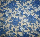 Vtg Feedsack Fabric Full Open Medium Blue Zinnias Flowes on Ecru  37x46"