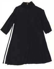 Zara Womens Loose Fit 3/4 Sleeve A-Line Dress UK 10 Small Black Viscose CY09