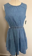 GAP Side Tie Cut Out Crew Neck Dresse Women`s Blue size M
