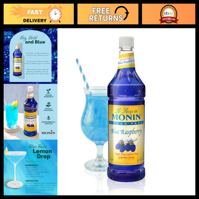Sugar Free Blue Raspberry Syrup - Calorie-Free, Perfect for Slushes, Cocktails &