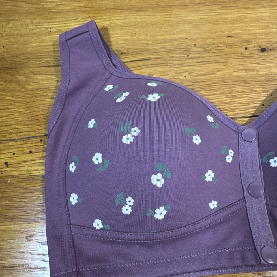 Sutiã Margarida Confortável e Conveniente Botão Frontal Idosos Tamanho G Roxo - Imagem 2 de 4