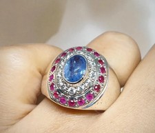 Natural Blue Sapphire Sterling Silver 925 Handmade Ring, Real Blue Sapphire Ring