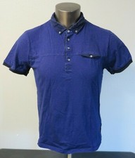 Mens Ted Baker London Short Sleeve Polo Shirt Size 6 Cotton Blue Black Striped