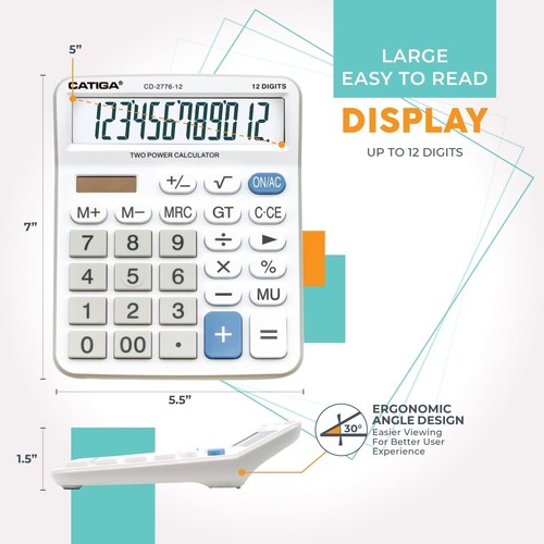 Easy-to-Use 12-Digit Calculator with 5-Inch Display - Ideal for Finance Tasks - Picture 5 of 9